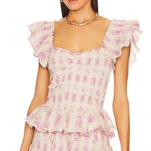 LoveShackFancy Compass Smocked Top